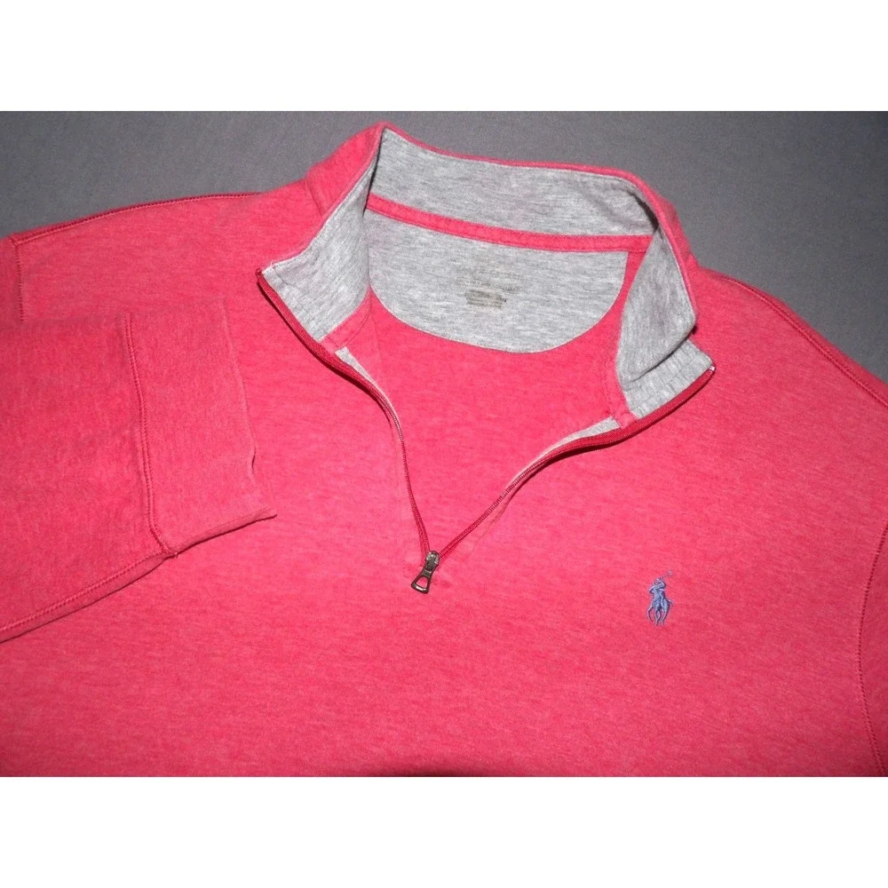 Polo Ralph Lauren Performance‎ Pale Pink Jersey Cotton 1/4 Zip Sweater Men's XL